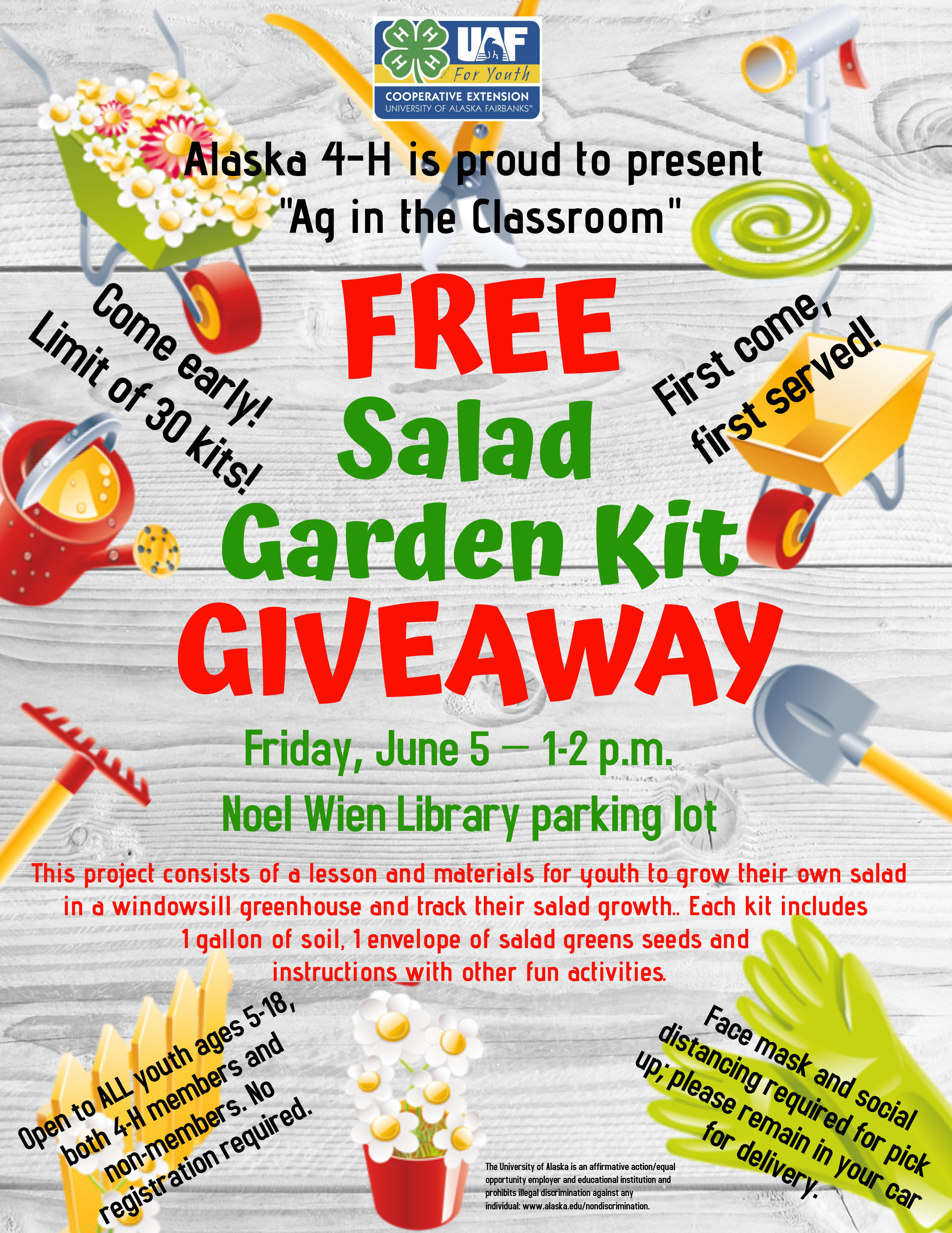 Flyer for UAF 4-H Free Salad Garden Kit.